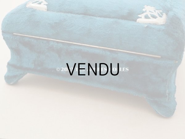 画像15: 19世紀末 アンティーク 裁縫箱　パウダーピンクのシルククッション＆ブルーグリーンのベルベット (15)