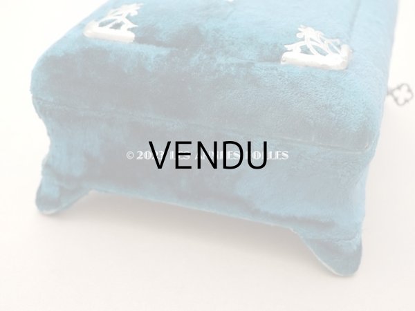 画像16: 19世紀末 アンティーク 裁縫箱　パウダーピンクのシルククッション＆ブルーグリーンのベルベット (16)