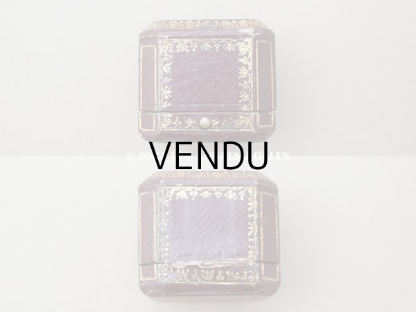 画像3: アンティーク リング用 ジュエリーボックス　金彩入り ボルドー　リングボックス (3)