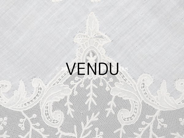 画像4: 19世紀 アンティーク ポワンドガーズ 結婚式のハンカチ【 ポワン・ド・ガーズ 】 (4)