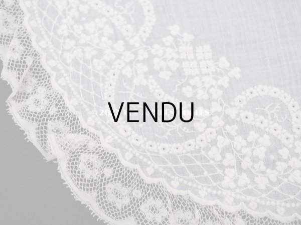 画像4: 19世紀 アンティーク  結婚式のハンカチ ホワイトワーク＆ニードルレース (4)