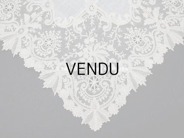 画像3: 19世紀 アンティーク ポワンドガーズ 結婚式のハンカチ【 ポワン・ド・ガーズ 】 (3)