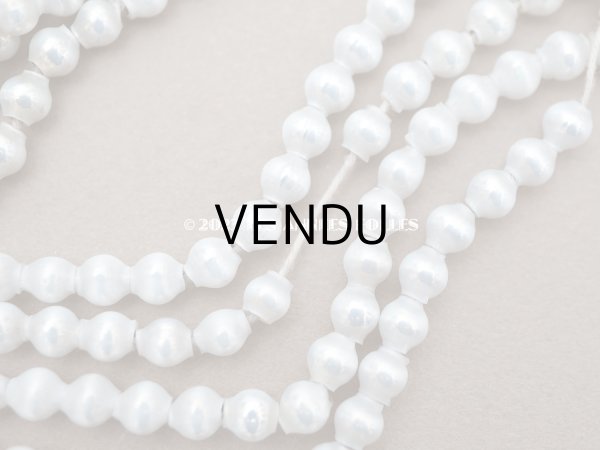 画像6: アンティーク スフレビーズ スノーホワイト　乳白色のコーティング シルバー  5mm 　吹きガラス製 ビーズ (6)