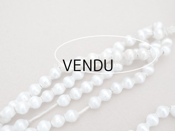 画像7: アンティーク スフレビーズ スノーホワイト　乳白色のコーティング シルバー  5mm 　吹きガラス製 ビーズ (7)