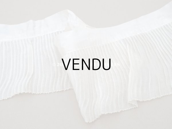 画像3: アンティーク シルク製 幅広 プリーツリボン オフホワイト&アイボリー  11cm幅   (3)