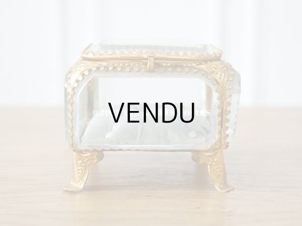 画像7: 19世紀末 アンティーク ジュエリーボックス スモーキーブルーのシルククッション  (7)