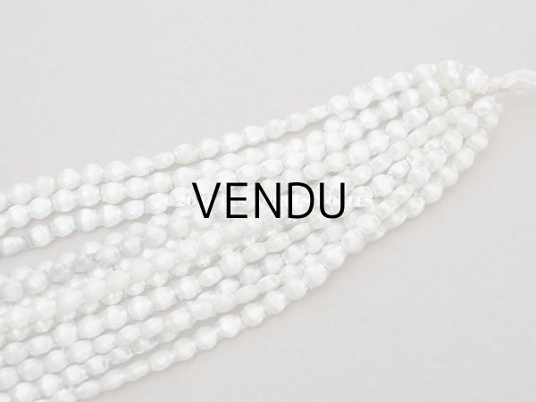 画像6: 1920年代 アンティーク スフレビーズ  ライン入り 平丸　シルバー 4mm 吹きガラス製 ビーズ  (6)