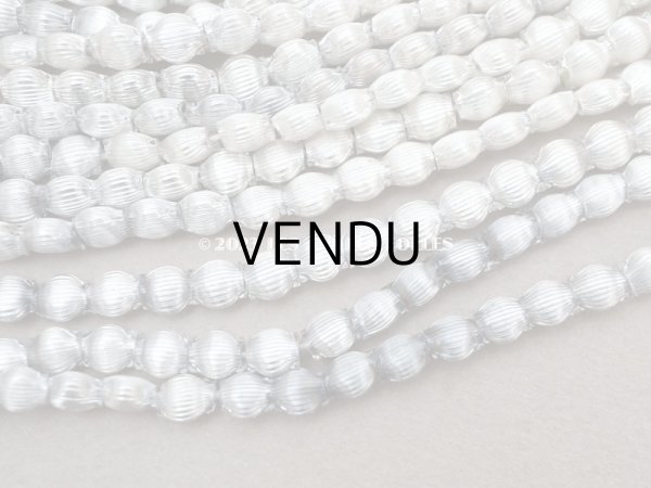 画像5: 1920年代 アンティーク スフレビーズ  ライン入り 平丸　シルバー 4mm 吹きガラス製 ビーズ  (5)