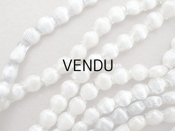 画像4: 1920年代 アンティーク スフレビーズ  ライン入り 平丸　シルバー 4mm 吹きガラス製 ビーズ  (4)