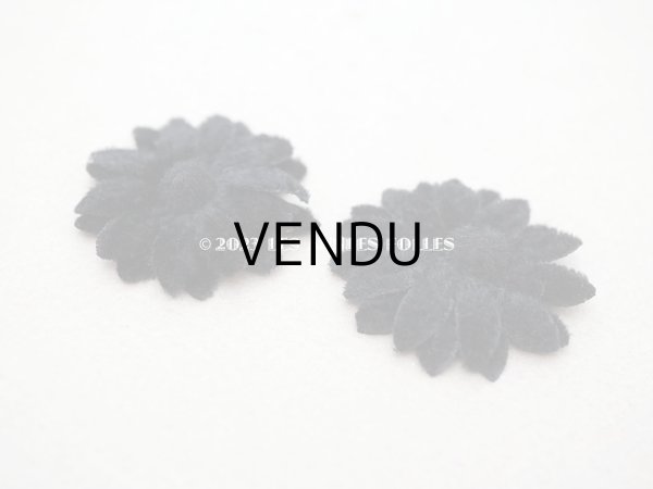 画像4: アンティーク 布花材料  ベルベットの花びらのセット 黒　7ピースのセット 3.7cm (4)