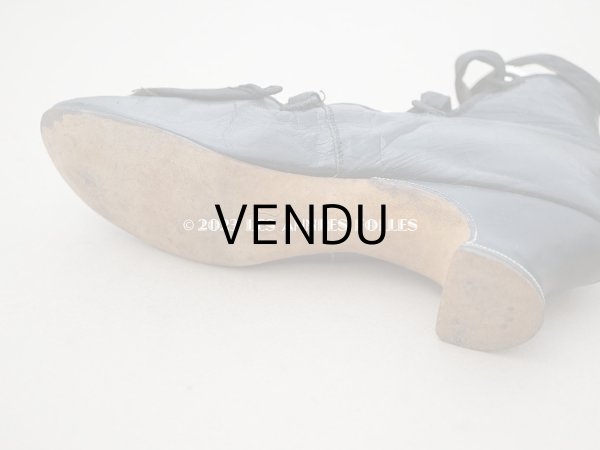 画像11: 19世紀末 アンティーク　大きなリボン付き　 小さなレザーシューズ　シルクサテンリボンのレースアップ (11)