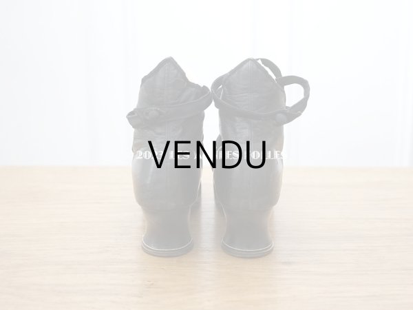 画像3: 19世紀末 アンティーク　大きなリボン付き　 小さなレザーシューズ　シルクサテンリボンのレースアップ (3)