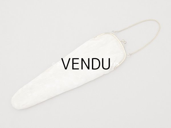 画像21: 19世紀 アンティーク リボン刺繍のファン リボン＆花のガーランド柄 シルク製オリジナルバッグ入り (21)