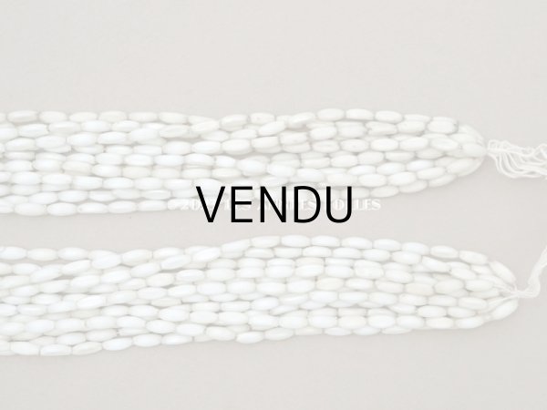 画像8:  アンティーク スフレビーズ マーキス型 ライン入り ホワイトシルバー  4×9mm  約390ピース 吹きガラス製 ビーズ (8)