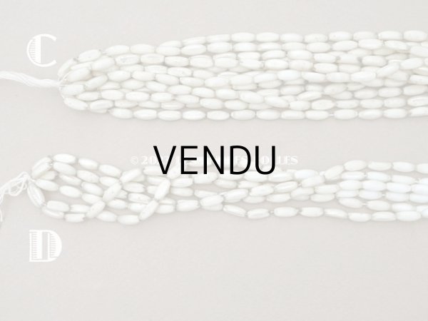 画像9:  アンティーク スフレビーズ マーキス型 ライン入り ホワイトシルバー  4×9mm  約390ピース 吹きガラス製 ビーズ (9)