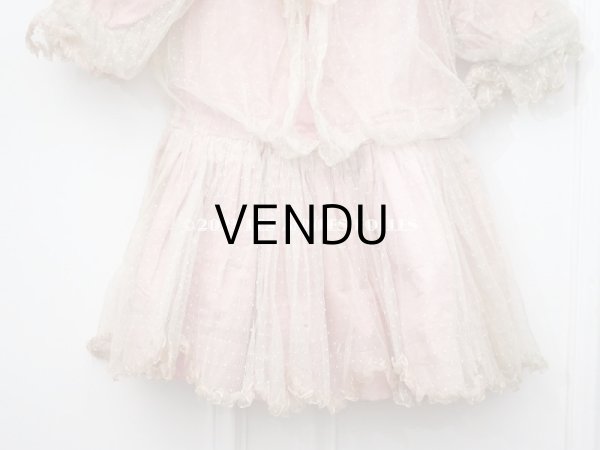 画像14: 1900年頃 アンティーク 小さな女の子のドレス ピンクのストライプ柄 レース付き (14)