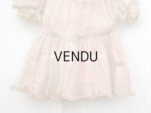 画像4: 1900年頃 アンティーク 小さな女の子のドレス ピンクのストライプ柄 レース付き (4)