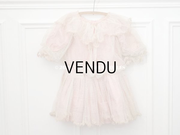 画像12: 1900年頃 アンティーク 小さな女の子のドレス ピンクのストライプ柄 レース付き (12)