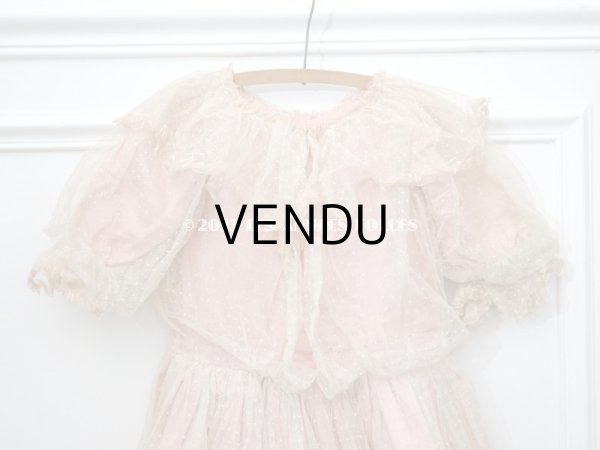 画像13: 1900年頃 アンティーク 小さな女の子のドレス ピンクのストライプ柄 レース付き (13)