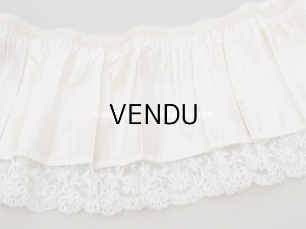 画像3: 19世紀末 アンティーク  ドレスの裾 シルクサテン＆レース 2.3m 25cm幅 淡いピンクページュ (3)