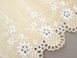 画像3: アンティーク シルク製 幅広 ベルベットのリボン 花刺繍＆透かし柄  アイボリー 幅10.9cm (3)