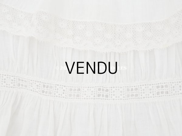 画像7: 1900年頃 アンティーク ドール用ドレス　オフホワイト ベビー用ドレス リノン＆ヴァランシエンヌレース (7)