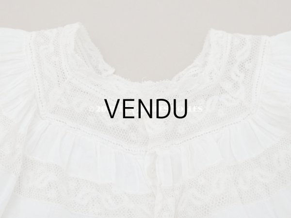 画像13: 1900年頃 アンティーク ドール用ドレス　オフホワイト ベビー用ドレス リノン＆ヴァランシエンヌレース (13)