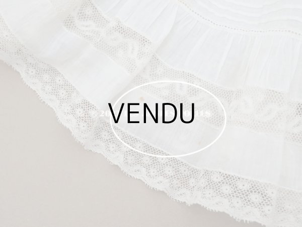 画像14: 1900年頃 アンティーク ドール用ドレス　オフホワイト ベビー用ドレス リノン＆ヴァランシエンヌレース (14)