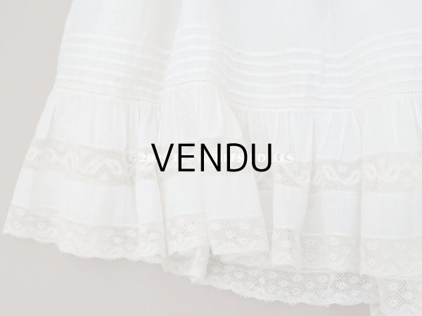 画像10: 1900年頃 アンティーク ドール用ドレス　オフホワイト ベビー用ドレス リノン＆ヴァランシエンヌレース (10)