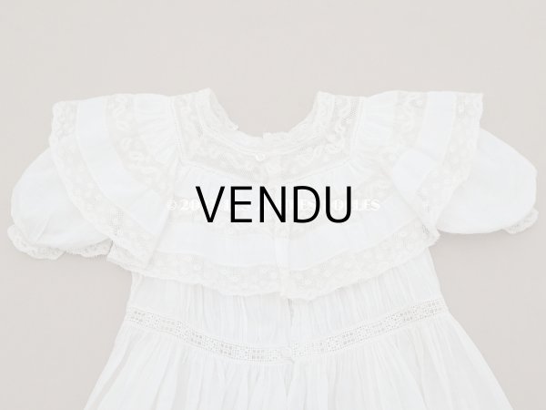 画像12: 1900年頃 アンティーク ドール用ドレス　オフホワイト ベビー用ドレス リノン＆ヴァランシエンヌレース (12)