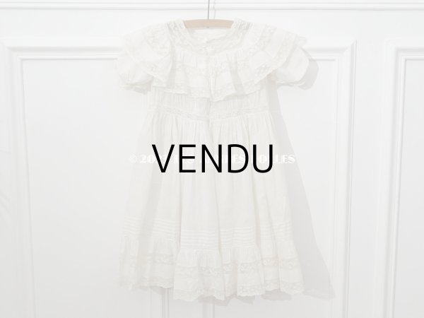 画像3: 1900年頃 アンティーク ドール用ドレス　オフホワイト ベビー用ドレス リノン＆ヴァランシエンヌレース (3)