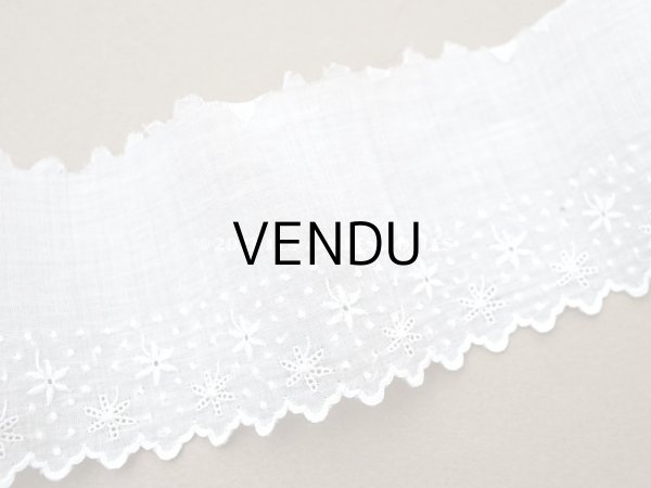 画像2: アンティーク 手刺繍 花模様のスカラップレース コットン製　102cm 幅6cm (2)