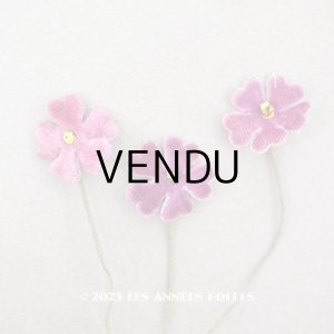 画像: アンティーク 布花材料  ベルベットの小さな布花 3ピースのセット 