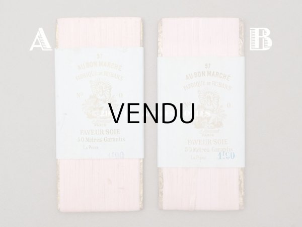 画像4: アンティーク  50m巻 リボン刺繍 & ロココトリム用 シルク製 リボン ベビーピンク 4mm幅  FAVEUR SOIE POUR BRODERIE - AU BON MARCHE - (4)