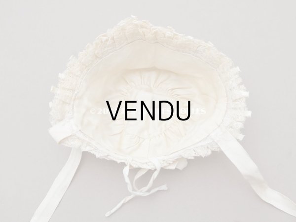 画像31: アンティーク ベビー用おくるみ＆ボネ＆上着のセット 花模様のレース＆シルクリボン (31)