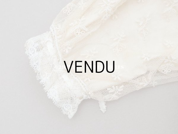 画像35: アンティーク ベビー用おくるみ＆ボネ＆上着のセット 花模様のレース＆シルクリボン (35)