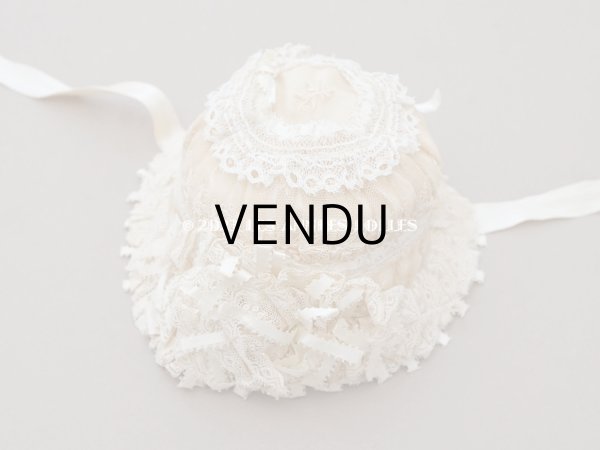 画像25: アンティーク ベビー用おくるみ＆ボネ＆上着のセット 花模様のレース＆シルクリボン (25)