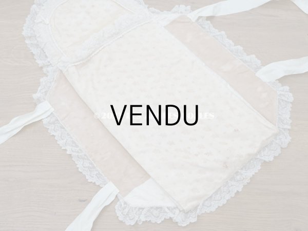 画像15: アンティーク ベビー用おくるみ＆ボネ＆上着のセット 花模様のレース＆シルクリボン (15)