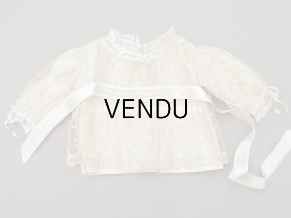 画像36: アンティーク ベビー用おくるみ＆ボネ＆上着のセット 花模様のレース＆シルクリボン (36)