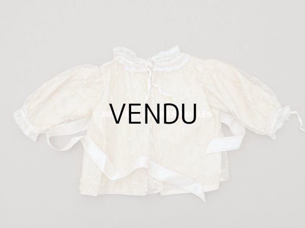 画像32: アンティーク ベビー用おくるみ＆ボネ＆上着のセット 花模様のレース＆シルクリボン (32)