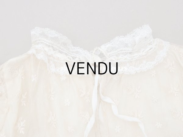 画像33: アンティーク ベビー用おくるみ＆ボネ＆上着のセット 花模様のレース＆シルクリボン (33)