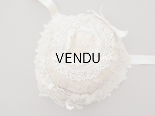 画像26: アンティーク ベビー用おくるみ＆ボネ＆上着のセット 花模様のレース＆シルクリボン (26)