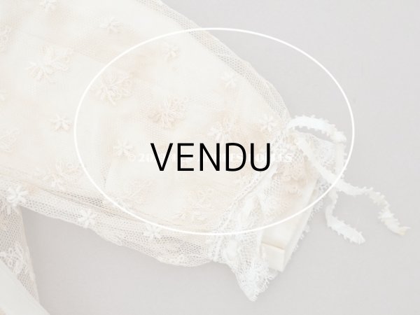 画像38: アンティーク ベビー用おくるみ＆ボネ＆上着のセット 花模様のレース＆シルクリボン (38)