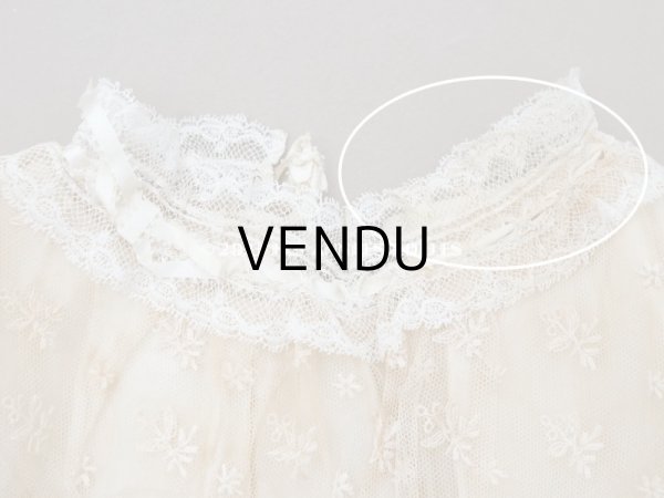 画像37: アンティーク ベビー用おくるみ＆ボネ＆上着のセット 花模様のレース＆シルクリボン (37)