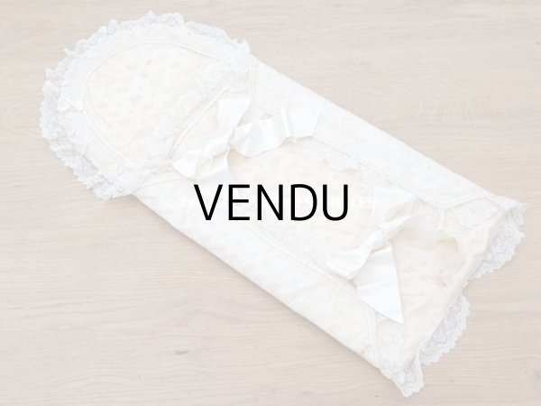 画像4: アンティーク ベビー用おくるみ＆ボネ＆上着のセット 花模様のレース＆シルクリボン (4)