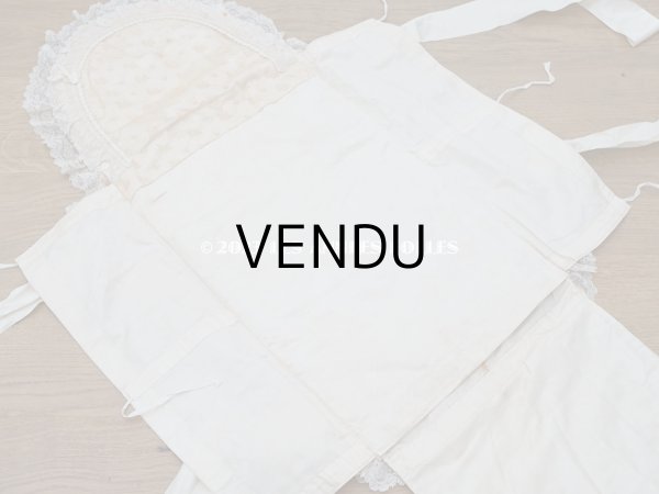 画像18: アンティーク ベビー用おくるみ＆ボネ＆上着のセット 花模様のレース＆シルクリボン (18)