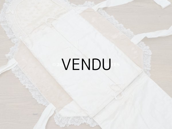 画像17: アンティーク ベビー用おくるみ＆ボネ＆上着のセット 花模様のレース＆シルクリボン (17)