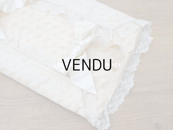 画像7: アンティーク ベビー用おくるみ＆ボネ＆上着のセット 花模様のレース＆シルクリボン (7)