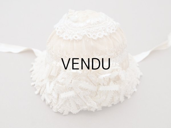 画像30: アンティーク ベビー用おくるみ＆ボネ＆上着のセット 花模様のレース＆シルクリボン (30)