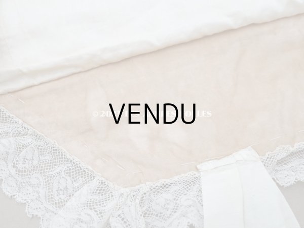 画像20: アンティーク ベビー用おくるみ＆ボネ＆上着のセット 花模様のレース＆シルクリボン (20)